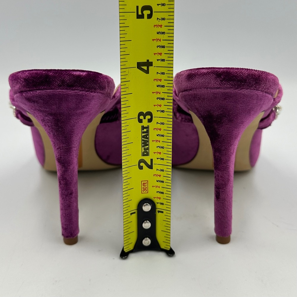 Sam Edelman Hyland Velvet Mule Heels 6.5 Purple Pearl Crystal Strap Glam Y2K NIB - Picture 8 of 16